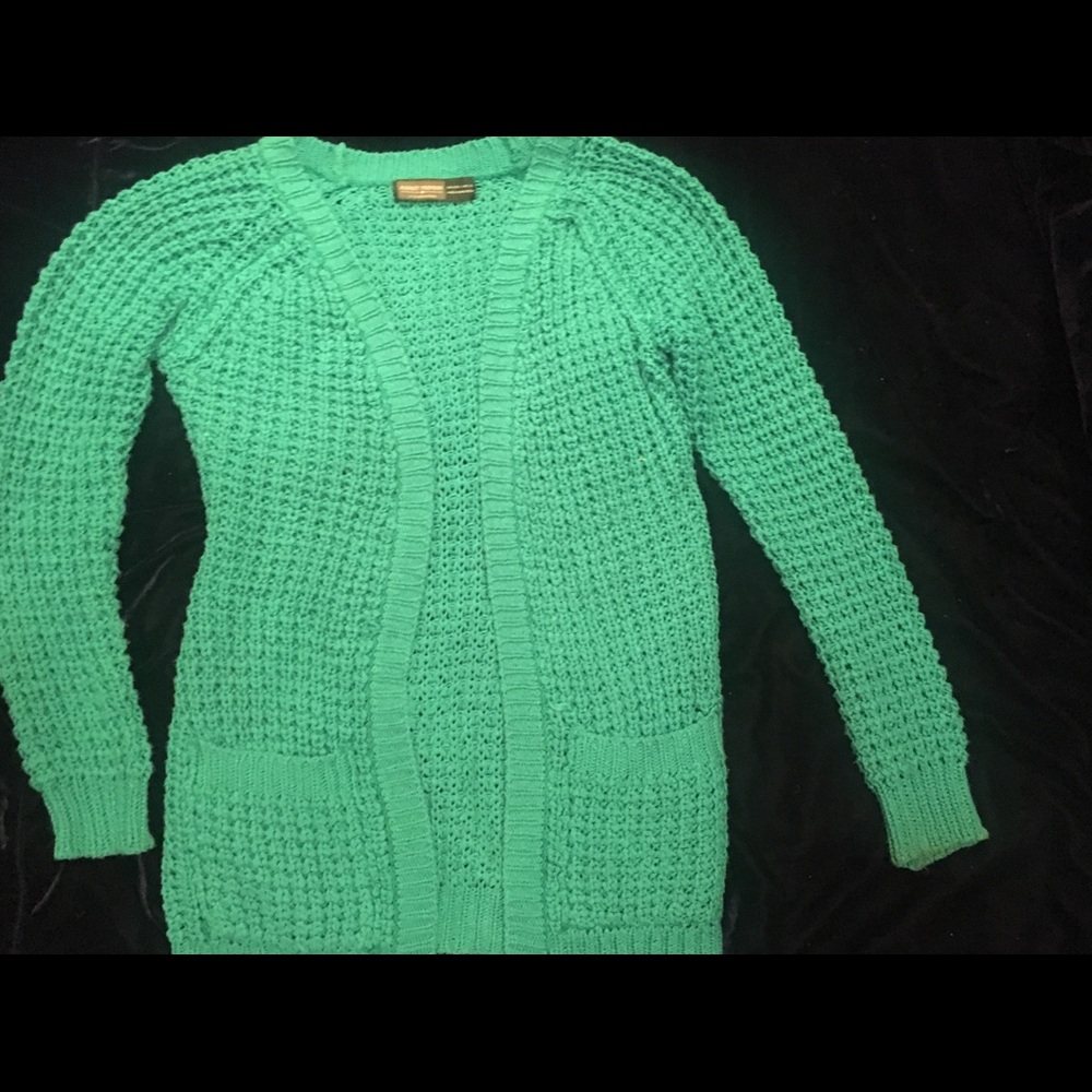 Turquoise Chunky Knit Cardigan sweater